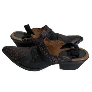 ARIAT Western Mules Snip Toe Slip On Cowboy Booties Black Red Size 6 B